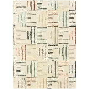 Oriental Weavers Carson Collection Fabric Ivory/Multi Stripe Pattern- Living Room, Bedroom, Home Office Area Rug, 2' X 3' - 1 of 4