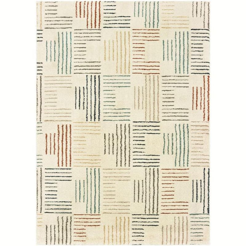 Oriental Weavers Carson Collection Fabric Ivory/Multi Stripe Pattern- Living Room, Bedroom, Home Office Area Rug, 2' X 3', 1 of 2