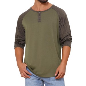 INSPIRE CHIC Men's Raglan Long Sleeve Tee Shirt Casual Henley T-Shirts - 1 of 4