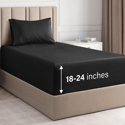 Extra Deep Pocket 4 Piece Sheet Set - Soft Bed Sheets, Fits 18"-24" Mattresses - CGK Linens