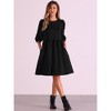 Allegra K Women's Scoop Neck Pocket Puff Sleeves Smocked Casual Midi Dress - 2 of 4