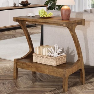 Tribesigns 2-Tier Storage Shelf End Table , Narrow Side Table for Living Room, Bedroom, Natural Wood Paint Finish, Easy Assembly - 1 of 4