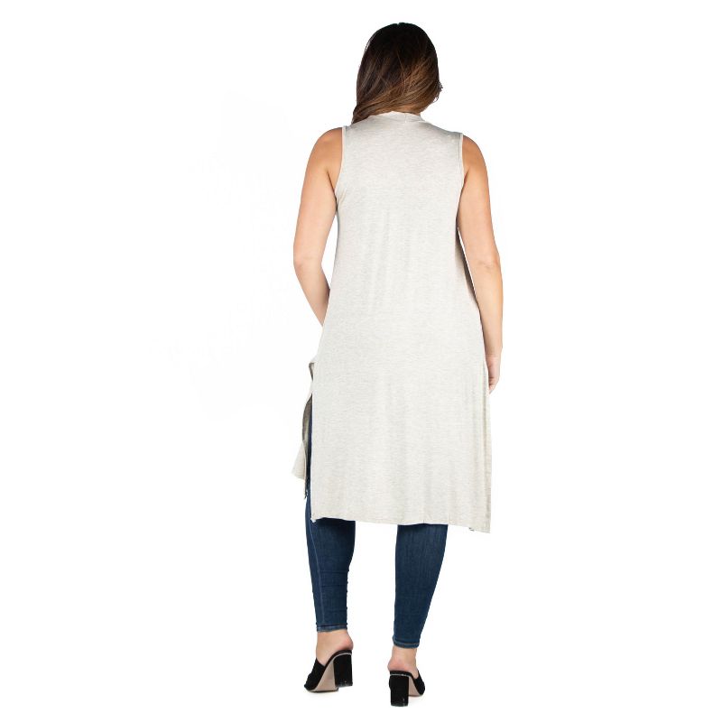 24seven Comfort Apparel Women's Plus Long Sleeveless Vest, 2 of 4
