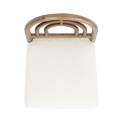 Leon 27" Arched Back Wood and Upholstered Counter Stools, Set of 2, Ivory White