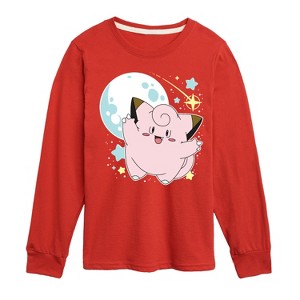 Boys' - Pokémon - Celestial Clefairy Moon and Stars Long Sleeve Graphic T-Shirt - 1 of 4