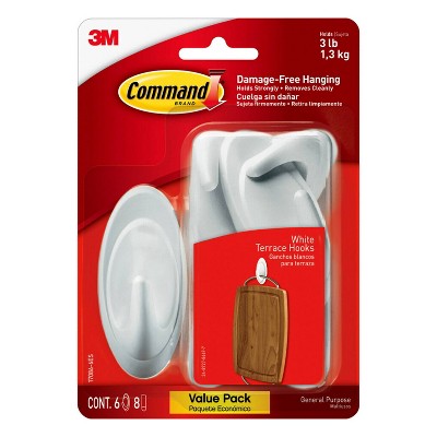 Command Medium Sized Designer Hooks Value Pack White