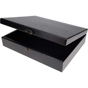 Vintage Wooden Keepsake Box with Brass Latch, Old World Style Jewelry and Trinket Storage, Walnut Finish - 1 of 4