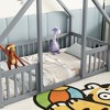Lyngins Twin/Full Size House-Shaped Floor Bed,Wood Bed Frame with Fence&Guardrails,Montessori Floor Bed for Kid's Room,Bedroom - 4 of 4