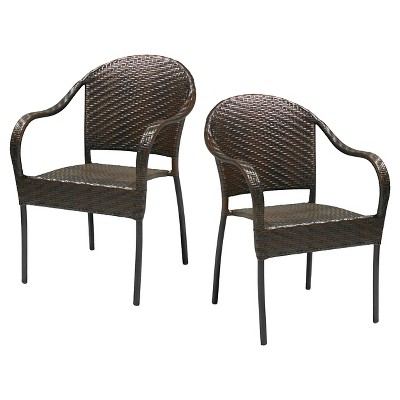 Sunset Set of 2 Wicker Patio Chairs - Brown - Christopher Knight Home