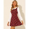 Allegra K Women's Plaid Peter Pan Collar Long Sleeve Mini A-Line Dress - 2 of 4