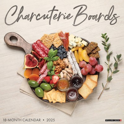 Willow Creek Press Charcuterie Boards 2025 Wall Calendar: Monthly Planner, 12x12 Inches, All Ages, Blue, Paper