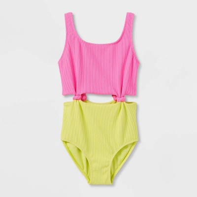 Girls Solid One Piece Swimsuit Art Class Pink S Target