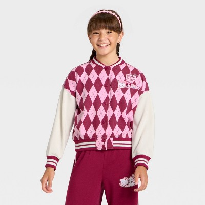 Girls' Sanrio Hello Kitty & Friends Varsity Jacket - Off-White/Red