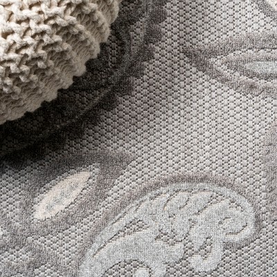 Boho Paisley Light Gray/Ivory 2x10 Indoor/Outdoor Runner Rug