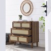 RISOKEYS Rattan Dresser with 3 Drawers,Wide Drawers and Metal Handles Wood Drawer Organizer for Bedroom,Living Room,Hallway,Office - 4 of 4