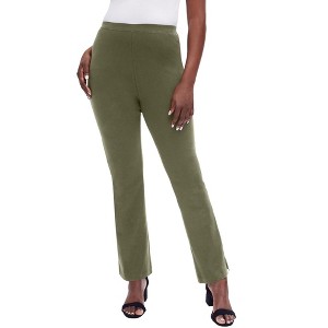 Jessica London Women's Plus Size Everyday Stretch Cotton Straight Leg - 1 of 4