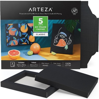 Arteza DIY Canvas Black (8.5"x11" - Folded Size) - 5 Sheets (ARTZ-3967)