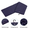 Unique Bargains Super Absorbent Waffle Pattern Tri-Fold Microfiber Golf Towels with D Clips - 4 of 4
