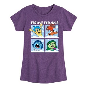 Girls' - Inside Out 2 - Festive Feelings Grid Fitted Short Sleeve Graphic T-Shirt - 1 of 4