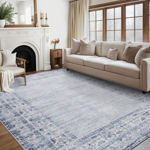 Border Area Rug Washable Rug for Living Room Soft Stain Resistant Rug Non Slip Floor Cover Non Shedding Bedroom Rug - 1 of 4