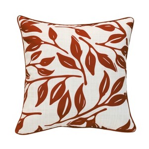 Outdoor Decor by Commonwealth Ruby Red Outdoor Printed Leaves Pillow Cover 18" x 18" Red Ivory (Cover Only) - 1 of 4