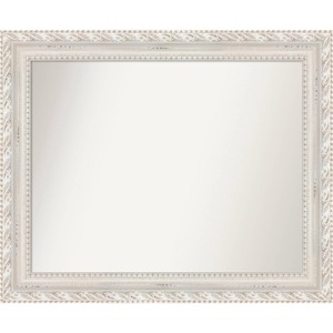 34"x28" Non-Beveled Opera Wood Bathroom Wall Mirror Off-White - Amanti Art: Modern Style, Rectangle, Wall Mounted, Wood Frame - 1 of 4
