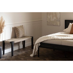 South Shore Hoya Wood Bench Beige/Black: Acacia Structure, Polypropylene Weave, 500 lb Capacity - 1 of 4