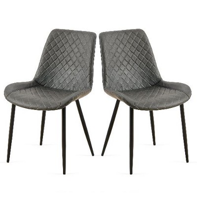 Kumasinova Set of 4 Modern Leathaire Upholstered Dining Chairs, Metal Leg Kitchen Chairs with Cushioned Seats, High Back Armless Side Chair