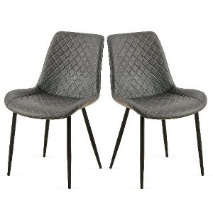 Kumasinova Set of 4 Modern Leathaire Upholstered Dining Chairs, Metal Leg Kitchen Chairs with Cushioned Seats, High Back Armless Side Chair - 1 of 4