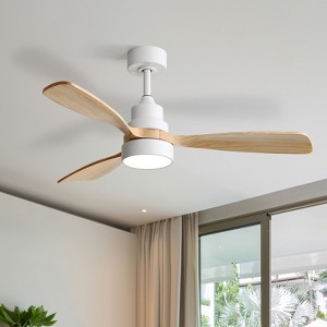 Sofucor Low Profile Ceiling Fan With Lights Remote Control 48'' Modern Wood Blade Ceiling Fan For Bedroom Living Room Indoor Outdoor Farmhouse Patio - 1 of 4