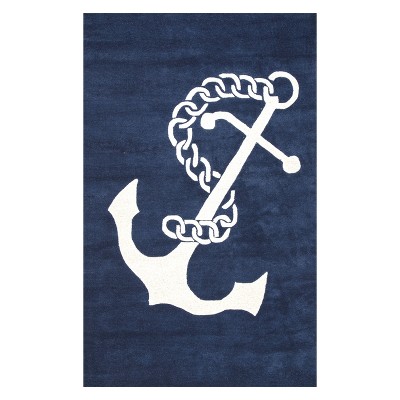 4'x6' Wool Hand Tufted Set Sail Area Rug Navy - nuLOOM