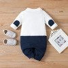 PATPAT Baby Newborn Infant Boys Gender Neutral Long Sleeve Button Grey Bow Tie Romper Jumpsuit Outfits Clothes - 2 of 4