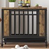 Hrinhom 32.5"W Dog Crate Furniture, Wooden Dog Kennel with Iron Door and Tray - 2 of 4
