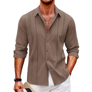COOFANDY Mens Cuban Guayabera Shirt Casual Button Down Shirts - 1 of 4