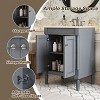 Okak Modern Small Freestanding Bathroom Vanity with Top Sink,Solid Wood Single Bathroom Storage Cabinet with 2 Doors - 4 of 4