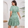 BLUEMING Plus Size Womens Dresses V Neck Floral Flutter Sleeve Midi Surplice Dress Waist Belted Floral Tie Waist Dress Bell Sleeve Dress Flowy Dress - 2 of 4