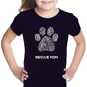 LA Pop Art Girl's Word Art T-shirt - Rescue Mom - 1 of 4