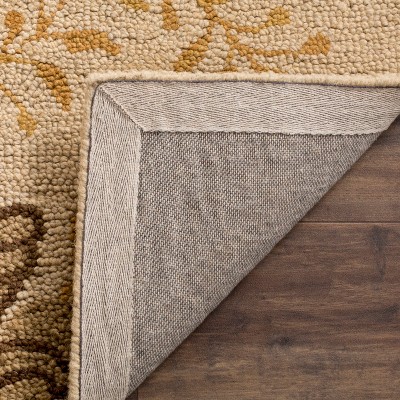 Beige Multicolor Floral Wool 5' x 8' Handmade Area Rug