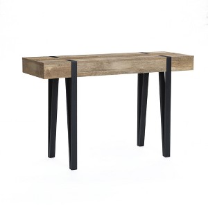 LuxenHome Oak Finish MDF Wood Black Metal Console & Entry Table Brown - 1 of 4