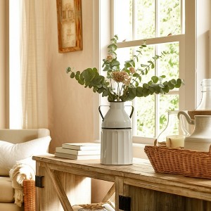 Vintage Milk Can Vase - Metal Iron Farmhouse Flower Holder - Rustic Decorative Accent for Living Room, Bedroom & Office - 1 of 4