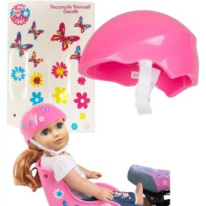 Pink Bike Helmet for 18" Dolls, Compatible w American Girl Dolls- Doll Bicycle Helmet w Decorative Decal Stickers, Great Spring Bicycle Accessory! - 1 of 4