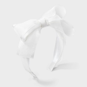 Girls' Chiffon Bow Headband - Cat & Jack™ White - 1 of 3