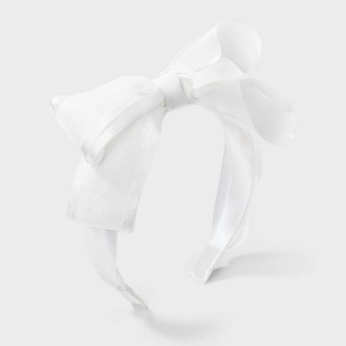 Girls' Chiffon Bow Headband - Cat & Jack™ White - image 1 of 3