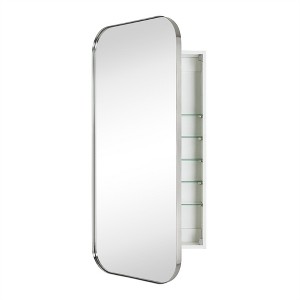 TEHOME Surface and Recessed Mount Rectangular Stainless Steel Metal Framed Bathroom Medicine Cabinet with Mirror - 1 of 4