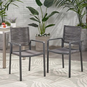 PAGED Set of 2 Patio Dining Chairs,Modern Outdoor Dining Chairs with Rope Seat,Aluminum Chairs Suitable for Patio,Garden - 1 of 4