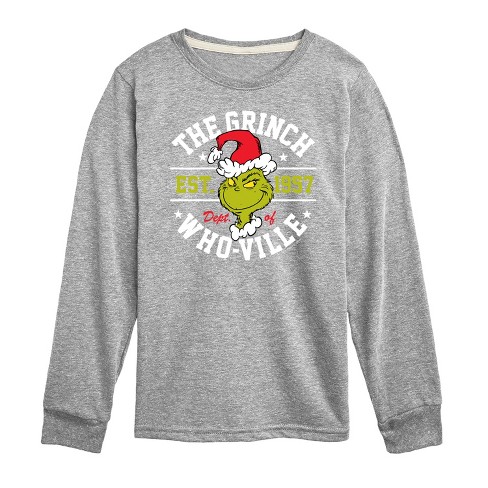 Dr. Seuss The Grinch Christmas The Grinch Dept. Of Who ville Long Sleeve Graphic T shirt Athletic Heather 2t Target
