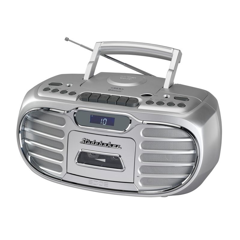 Studebaker SB2150 Retro Edge Big Sound Bluetooth Boombox with CD/Cassette Player-Recorder/AM-FM Stereo Radio with Metal Grill, 1 of 6