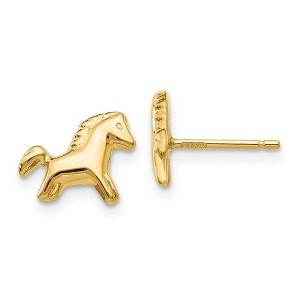 Black Bow Jewelry Kids 3D Polished Pony Earrings in 14k Yellow Gold - 1 of 4