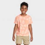 Boys' Short Sleeve Palm Printed Pocket T- Shirt - Cat & Jack™ Peach Orange