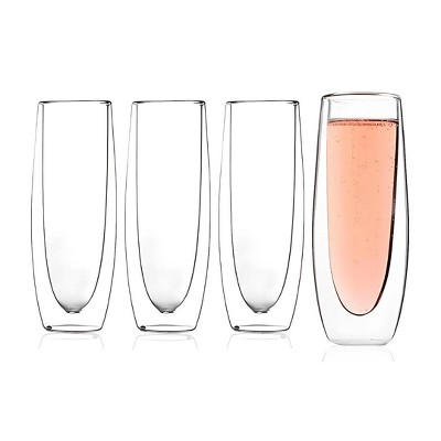LEMONSODA Stemless Double Wall Champagne Prosecco Glasses  - 5.4 fl. oz